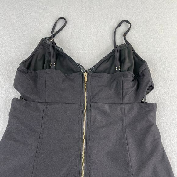 Bebe Y2K Black Bodycon Tank Baby Doll Cutout Mini Dress Size Large Stretch - Picture 7 of 16